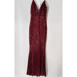 Luxxel Sz M Sequin Mermaid Maxi Dress Strapless Sexy Holiday NYE Prom Vamp‎